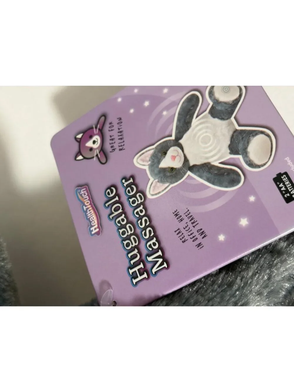 New Health Touch Huggable Massag Gray Cat Kitten Kitty Plush Stuffed Animal Doll